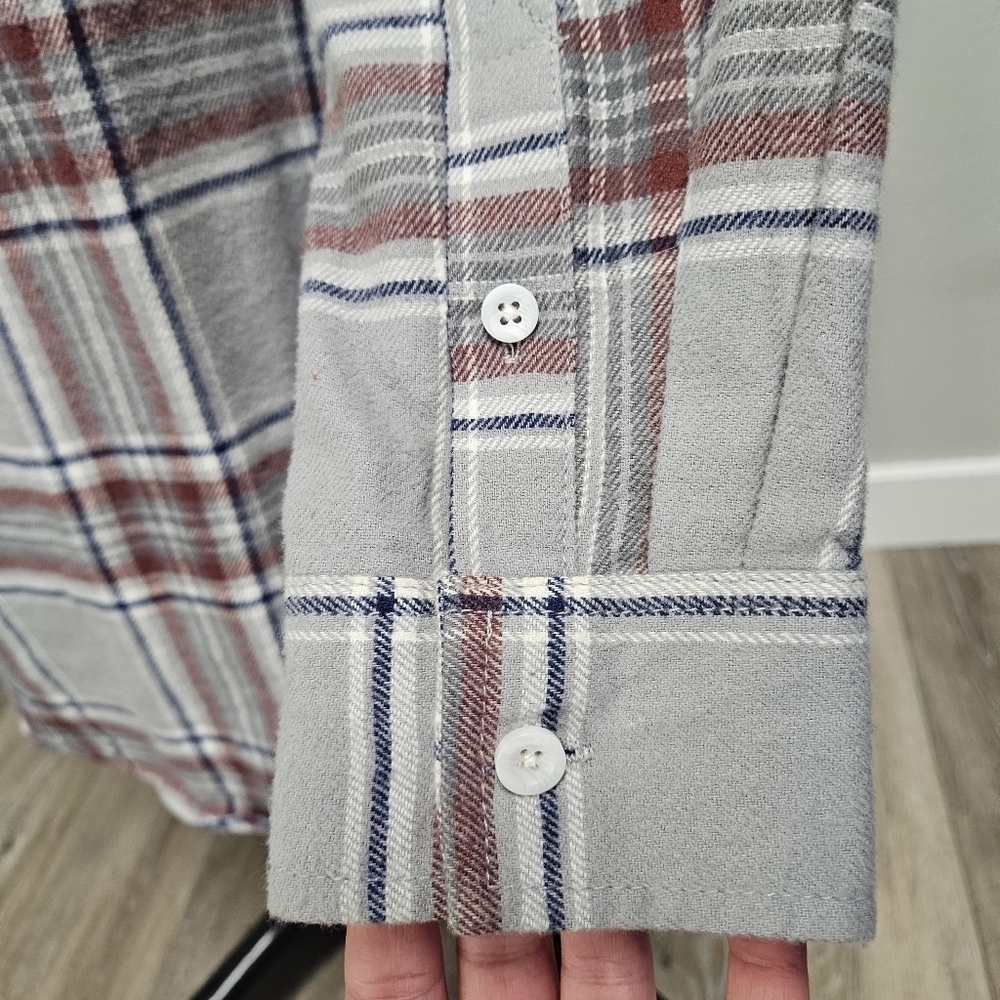 Pacsun Hooded Grey Plaid Button Up Oversize Flannel Shacket Jacket Womens Small - Picture 12 of 13